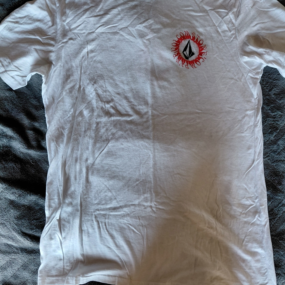 Volcom White Short Sleeve Tee with Red Logo